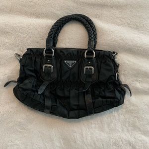 Authentic Prada Tessuto Gaufre Black Nylon Satchel